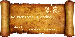 Neuschloss Richárd névjegykártya
